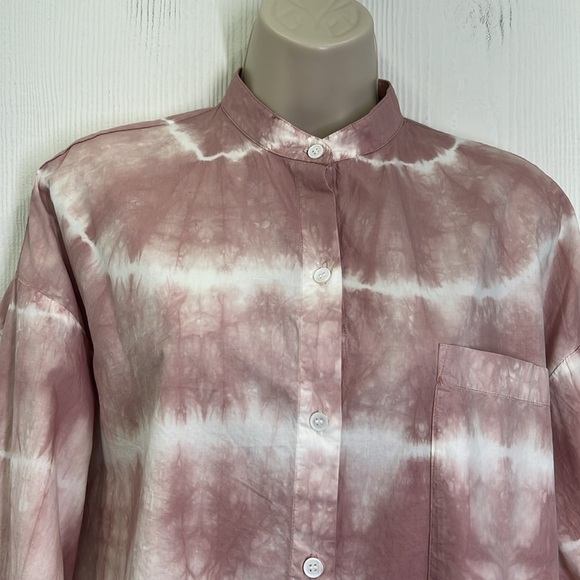 Zara - Dusty Pink Tie Dye Button Down Pocket Long Sleeve Blouse Size Small - Picture 6 of 12